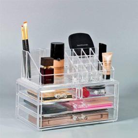 img 1 attached to 📦 Sorbus Acrylic Cosmetic Makeup and Jewelry Storage Case Display - Organize Lipsticks, Liners, Nail Polishes, Brushes, and More - Space-Saving, Stylish Acrylic Case for Bathroom
