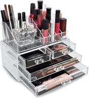 📦 sorbus acrylic cosmetic makeup and jewelry storage case display - organize lipsticks, liners, nail polishes, brushes, and more - space-saving, stylish acrylic case for bathroom logo