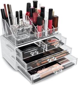 img 4 attached to 📦 Sorbus Acrylic Cosmetic Makeup and Jewelry Storage Case Display - Organize Lipsticks, Liners, Nail Polishes, Brushes, and More - Space-Saving, Stylish Acrylic Case for Bathroom