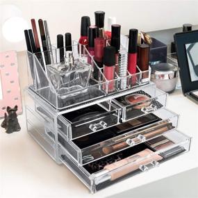 img 3 attached to 📦 Sorbus Acrylic Cosmetic Makeup and Jewelry Storage Case Display - Organize Lipsticks, Liners, Nail Polishes, Brushes, and More - Space-Saving, Stylish Acrylic Case for Bathroom