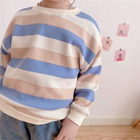img 2 attached to Vintage Sweater Toddler Striped Sweatshirt Boys' Clothing