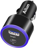 🔌 powerful ailun usb c pd car charger adapter 33w - fast charging for iphone 12/12 pro/12 mini/12 pro max/11 pro, galaxy s20+/s20 ultra/s10 plus, macbook - type c pd 18w and usb a smart 15w port logo