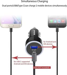 img 2 attached to 🔌 Powerful Ailun USB C PD Car Charger Adapter 33W - Fast Charging for iPhone 12/12 Pro/12 Mini/12 Pro Max/11 Pro, Galaxy s20+/s20 Ultra/s10 Plus, MacBook - Type C PD 18W and USB A Smart 15W Port