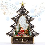 🎅 musical christmas snow globe lantern with glitter, santa claus and christmas tree - battery & usb operated home decoration логотип