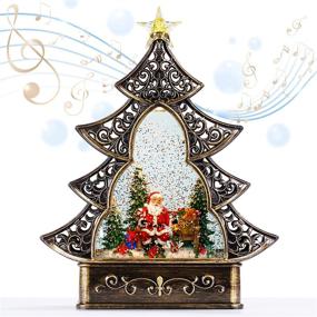 img 4 attached to 🎅 Musical Christmas Snow Globe Lantern with Glitter, Santa Claus and Christmas Tree - Battery & USB Operated Home Decoration