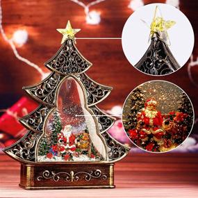 img 3 attached to 🎅 Musical Christmas Snow Globe Lantern with Glitter, Santa Claus and Christmas Tree - Battery & USB Operated Home Decoration