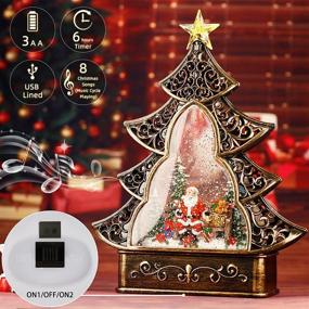 img 1 attached to 🎅 Musical Christmas Snow Globe Lantern with Glitter, Santa Claus and Christmas Tree - Battery & USB Operated Home Decoration