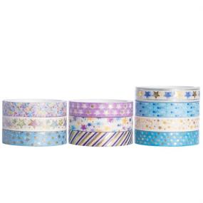 img 2 attached to Yubbaex Sparkling Washi Tape Set - 10 Rolls of Skinny Gold Foil Decorative Tapes for Bullet Journal, Scrapbook, Planner, DIY Crafts (Bling Stars)