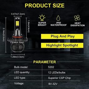 img 3 attached to Kairiyard 5202 H16 PS24W LED Fog Lights Bulb 3000K Yellow + 6000K White - Ultra Bright 3600 Lumens - Waterproof DRL LED Fog Light Bulbs Replacement for Cars, Trucks (Pack of 2)