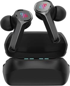 img 4 attached to 🎧 Беспроводные игровые наушники iLuv SG100, Bluetooth-наушники в ушном типе с светодиодной подсветкой, задержка сигнала менее 60 мс и встроенный микрофон для громкой связи, компактный зарядный футляр и 4 сменных насадки в комплекте, черный.