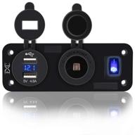 🔌 fxc dual usb ports with led voltmeter and 12v power socket outlet | on-off toggle switch panel for car boat marine rv truck vehicles gps mobiles logo