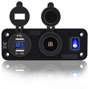 img 4 attached to 🔌 FXC Dual USB Ports with LED Voltmeter and 12V Power Socket Outlet | ON-Off Toggle Switch Panel for Car Boat Marine RV Truck Vehicles GPS Mobiles