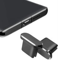 🔌 премиум usb c колпачок от пыли: защитные крышки для разъемов зарядки типа c для samsung galaxy s20, note 20 и всех устройств с разъемом типа c - 2 штуки (черный) логотип