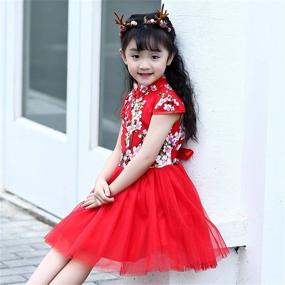 img 3 attached to 🌸 Exquisite Floral Embroidered Chinese Dress: LittleSpring Girls' Clothing for Special Occasions