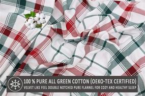 img 1 attached to 🛏️ Ruvanti 100% Cotton Flannel Sheets Queen, Red & Green Cross Plaid, Deep Pocket - Warm, Super Soft & Breathable, Moisture-Wicking Bed Sheet Set with Flat Sheet, Fitted Sheet & 2 Pillowcases