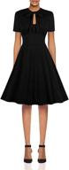 wellwits vintage collared cocktail dress for women with keyhole bow tie front – 1940s style logo