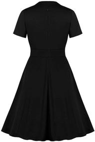img 3 attached to Wellwits Vintage Collared Cocktail Dress for Women with Keyhole Bow Tie Front – 1940s Style