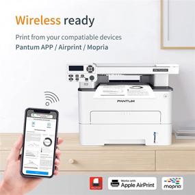 img 3 attached to 🖨 Copier Laser Printer All-in-One: Wireless, Mobile Printing, Auto Duplex, 32ppm Pantum M6702DW in Black & White
