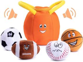 img 4 attached to ⚽️ Plush Creations: Basketball Baseball Football - Perfect Sporting Playmates