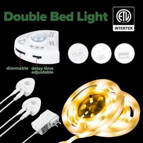 img 2 attached to 🛏️ GZBtech LED Under Bed Lights Motion Sensor: Automatic On/Off Dimmable Strip Night Light for Bedroom Under Queen Bed, 3000K Warm White - Motion Activated 2 x 6.56FT UL Listed