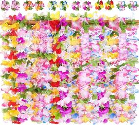 img 4 attached to 🌺 Jollylife 54PCS Hawaiian Luau Leis: Tropical Hibiscus Flowers for Pool Party Favors & Decorations