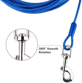 img 1 attached to 🐶 Durable Blue Tie Out Cable for Dogs - 20 ft/ 30 ft, Rust-Proof Training Tether with Metal Swivel Hooks - Ideal for Outdoor, Yard, and Camping - For Small to Medium Dogs Up to 35/ 120 Pounds