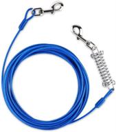 🐶 durable blue tie out cable for dogs - 20 ft/ 30 ft, rust-proof training tether with metal swivel hooks - ideal for outdoor, yard, and camping - for small to medium dogs up to 35/ 120 pounds logo