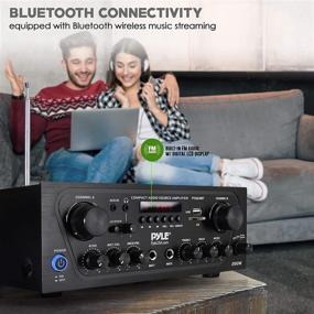 img 1 attached to 🎤 Pyle Upgraded Karaoke Bluetooth Channel Home Audio Sound Power Amplifier: Enjoy Enhanced Sound Quality and Versatile Connectivity with AUX-in, USB, and 2 Microphone Inputs with Echo and Talkover for PA - Black (PTA24BT)