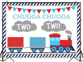 img 3 attached to 🚂 Avezano Chugga Chugga Two Two Party Backdrop: Идеальный фотофон для дня рождения с поездом для мальчиков - баннер размером 7x5 футов