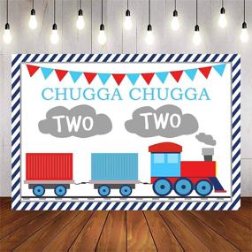 img 4 attached to 🚂 Avezano Chugga Chugga Two Two Party Backdrop: Идеальный фотофон для дня рождения с поездом для мальчиков - баннер размером 7x5 футов