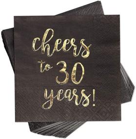 img 4 attached to 🥂 Cheers to 30 Years! Golden Foil Paper Cocktail Napkins (100 Pack, 5 x 5 Inches) - Elegant Party Supplies