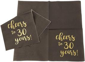 img 3 attached to 🥂 Cheers to 30 Years! Golden Foil Paper Cocktail Napkins (100 Pack, 5 x 5 Inches) - Elegant Party Supplies