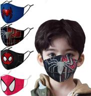 🕷️ smereould cute breathable cloth face masks for kids: spider-themed washable facemasks with adjustable ear loops and reusable 3-layer face mouth covering for boys and girls logo