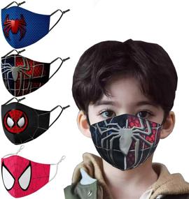 img 4 attached to 🕷️ Smereould Cute Breathable Cloth Face Masks For Kids: Spider-themed Washable Facemasks with Adjustable Ear Loops and Reusable 3-Layer Face Mouth Covering for Boys and Girls