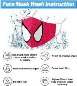 img 2 attached to 🕷️ Smereould Cute Breathable Cloth Face Masks For Kids: Spider-themed Washable Facemasks with Adjustable Ear Loops and Reusable 3-Layer Face Mouth Covering for Boys and Girls