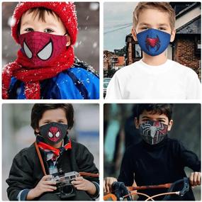 img 3 attached to 🕷️ Smereould Cute Breathable Cloth Face Masks For Kids: Spider-themed Washable Facemasks with Adjustable Ear Loops and Reusable 3-Layer Face Mouth Covering for Boys and Girls
