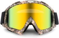 🏍️ premium maple grey motorcycle goggles: protective atv dirt bike eyewear - anti-scratch, uv400, bendable, dustproof anti-fog riding goggles with adjustable strap & color lens logo