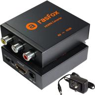 🔌 rasfox hdmi конвертер box - av/rca к hdmi адаптер, композитный 3rca аудио видео a/v cvbs к hdmi конвертер box с адаптером питания, 1080p 720p упскейлер. высококачественный металлический корпус с гарантией 1 год логотип