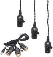 💡 industrial vintage pendant light kit with plug and triple e26/e27 sockets - sopoby hanging pendant light cord for diy edison light logo