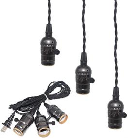 img 4 attached to 💡 Industrial Vintage Pendant Light Kit with Plug and Triple E26/E27 Sockets - Sopoby Hanging Pendant Light Cord for DIY Edison Light