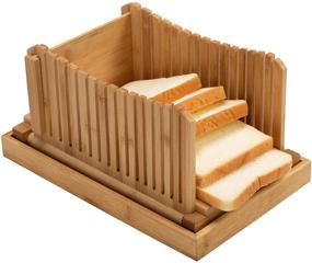 img 3 attached to PARANTA Bamboo Bread Slicer: Adjustable Thickness for Homemade Bread with Crumb Tray, Folding Storage, Natural