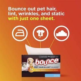 img 1 attached to 🐾 Bounce Mega Dryer Sheets for Laundry - Pet Hair & Lint Guard, Fabric Softener with 3X Pet Hair Fighters, Fresh Scent - 120 Count, White