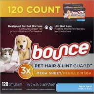 🐾 bounce mega dryer sheets for laundry - pet hair & lint guard, fabric softener with 3x pet hair fighters, fresh scent - 120 count, white logo