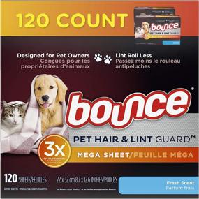 img 4 attached to 🐾 Bounce Mega Dryer Sheets for Laundry - Pet Hair & Lint Guard, Fabric Softener with 3X Pet Hair Fighters, Fresh Scent - 120 Count, White