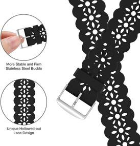 img 3 attached to 🌸 YAXIN Lace Silicone Band: Slim Hollowed-out Sport Strap for Apple Watch Women