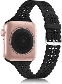 img 4 attached to 🌸 YAXIN Lace Silicone Band: Slim Hollowed-out Sport Strap for Apple Watch Women