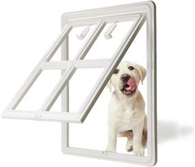 img 4 attached to 🚪 CEESC Sliding Screen Door Dog Door, Upgraded Automatic Lock Pet Door for Dogs, Puppies, and Cats - Available in 3 Colors with 5 Options