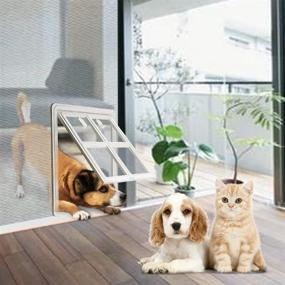 img 2 attached to 🚪 CEESC Sliding Screen Door Dog Door, Upgraded Automatic Lock Pet Door for Dogs, Puppies, and Cats - Available in 3 Colors with 5 Options