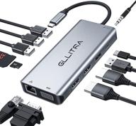 🔌 gllitra usb c hub: 12-in-1 adapter with dual 4k hdmi, 100w pd, ethernet, usb, tf & sd card readers, macbook pro, air compatible logo