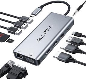 img 4 attached to 🔌 GLLITRA USB C Hub: 12-in-1 Adapter with Dual 4K HDMI, 100W PD, Ethernet, USB, TF & SD Card Readers, MacBook Pro, Air Compatible